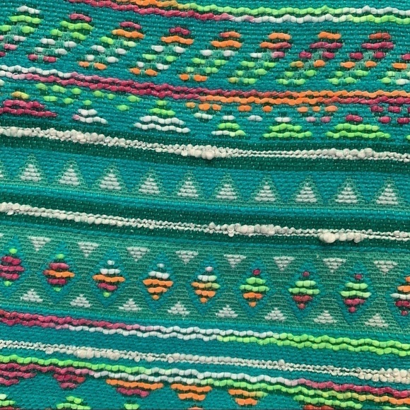 Anthropologie Shorts Womens 0 Green Teal Rainbow Aztec Embroidery Bohemian - Picture 11 of 11